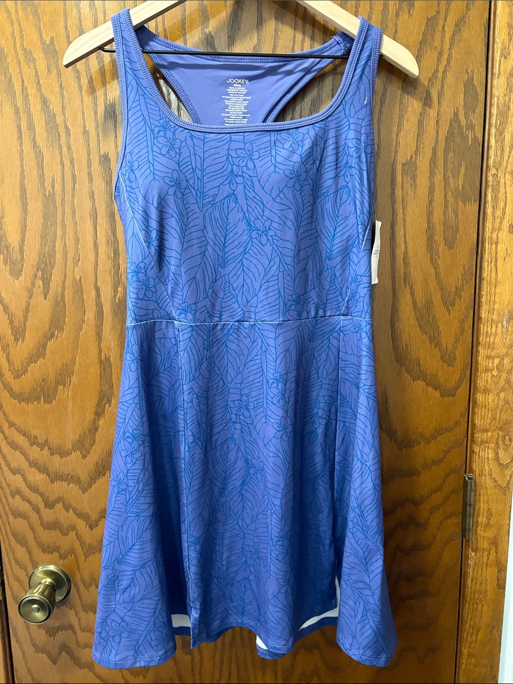 Jockey Women's Purple Blue Leaf-Print Tank Dress